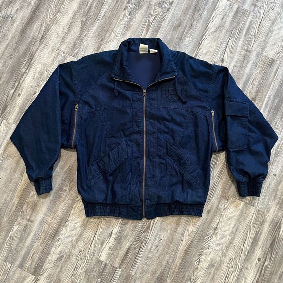 Nike Other - Nike Force Vintage Denim Bomber Jacket Men’s Small 90s Zip Up Made in Taiwan